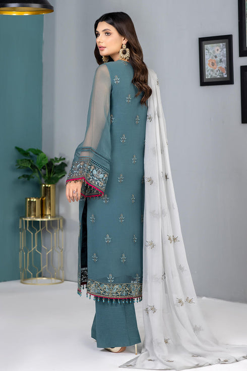 Flossie Embroidered Chiffon 3 Piece suit AQUAMARINE