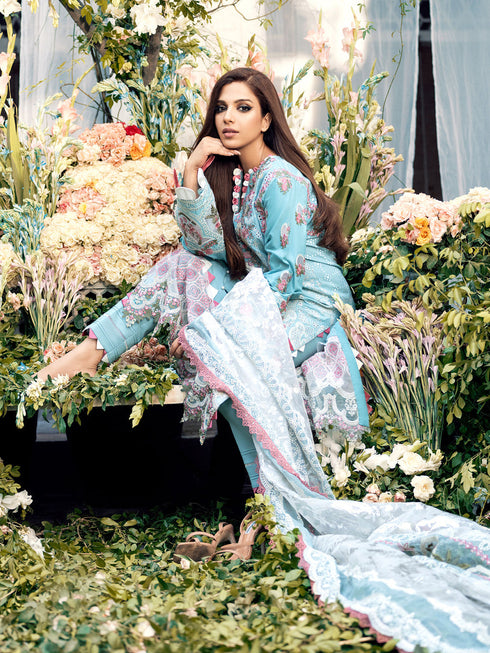 Maryam Hussain Embroidered Lawn 3 Piece suit CRYSTAL