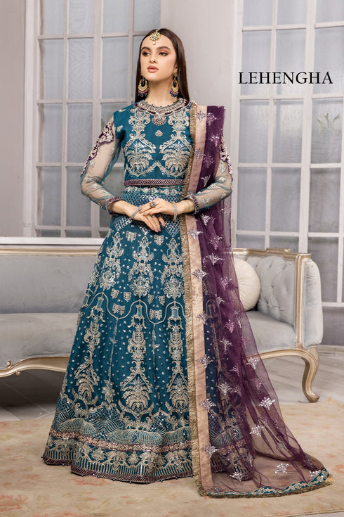 Alizeh Embroidered Net 3 Piece Suit Benafsha