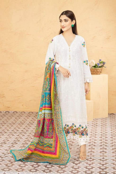 Lush Embroidered Chiffon Chikankari 3 Piece Suit L-129