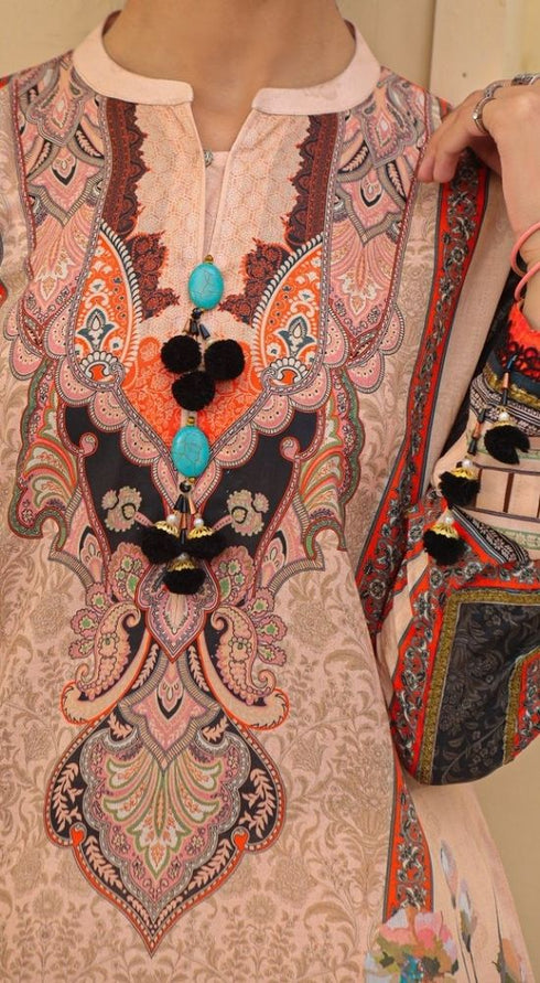 Rafia Digital Printed Embroidered Lawn 3 Piece Suit DC3-04
