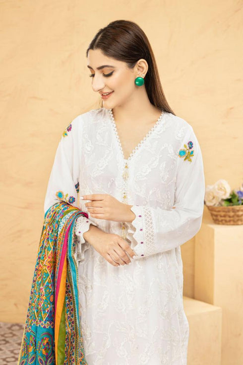 Lush Embroidered Chiffon Chikankari 3 Piece Suit L-129