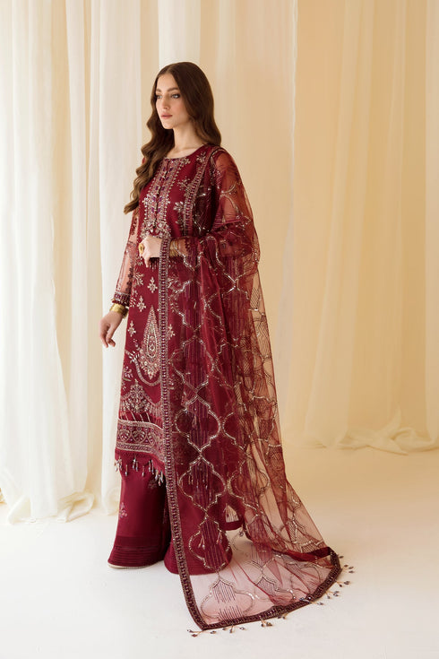 Alizeh Embroidered Net 3 Piece Suit V14D08