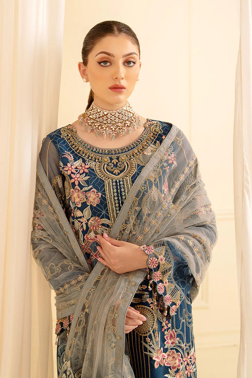 Ramsha Embroided Organza 3 Piece suit M-701