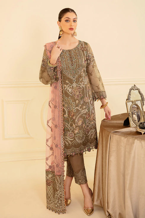 Ramsha Embroided Organza 3 Piece suit M-705