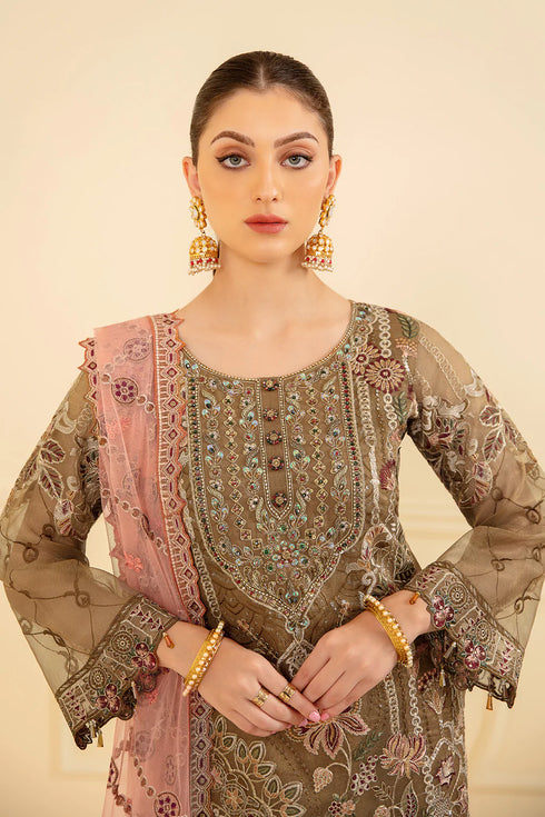 Ramsha Embroided Organza 3 Piece suit M-705