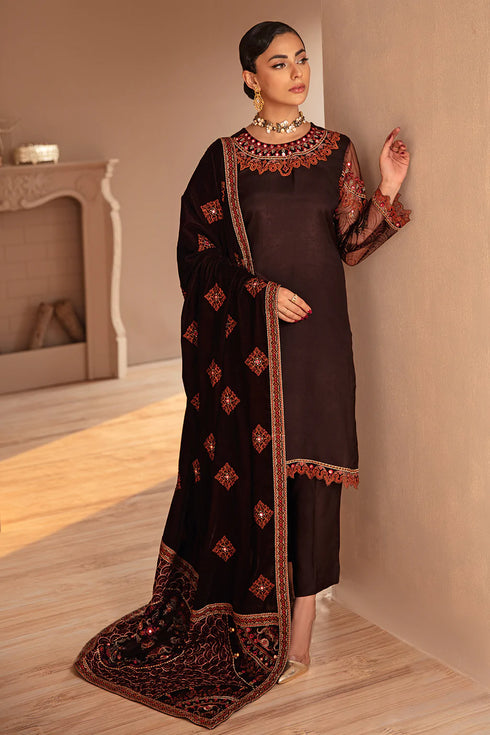 Ramsha Embroided Silk 3 Piece suit V-507