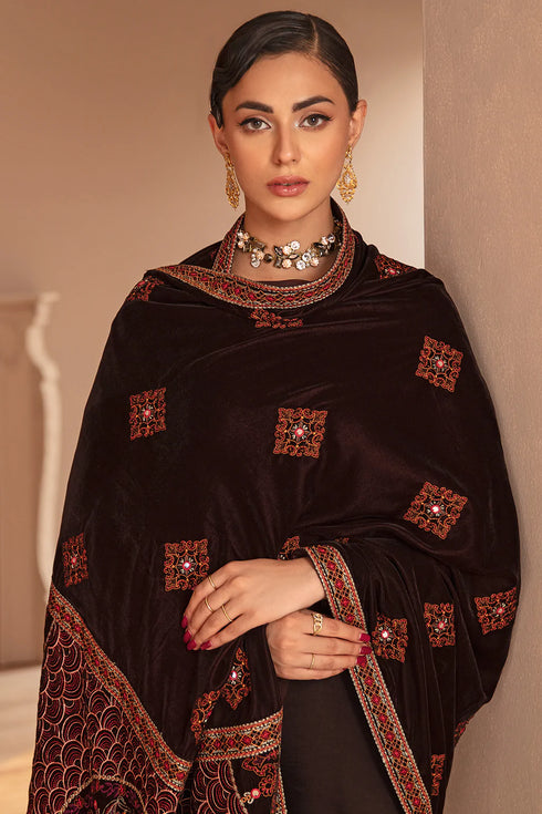 Ramsha Embroided Silk 3 Piece suit V-507