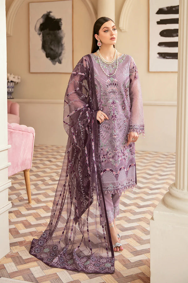 Ramsha Embroided Organza 3 Piece suit M-607