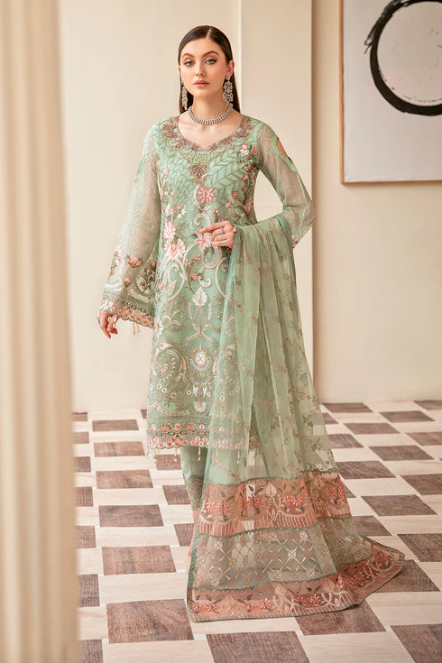 Ramsha Embroided Organza 3 Piece suit M-604