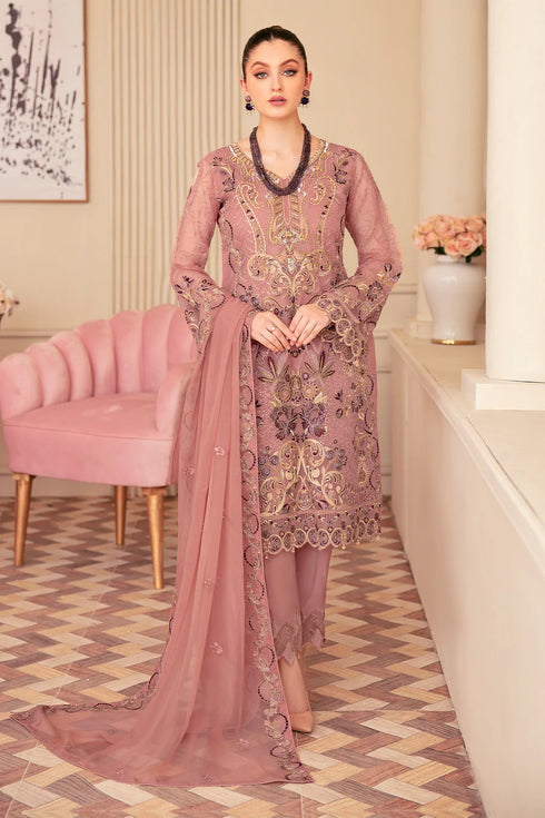 Ramsha Embroided Organza 3 Piece suit M-605