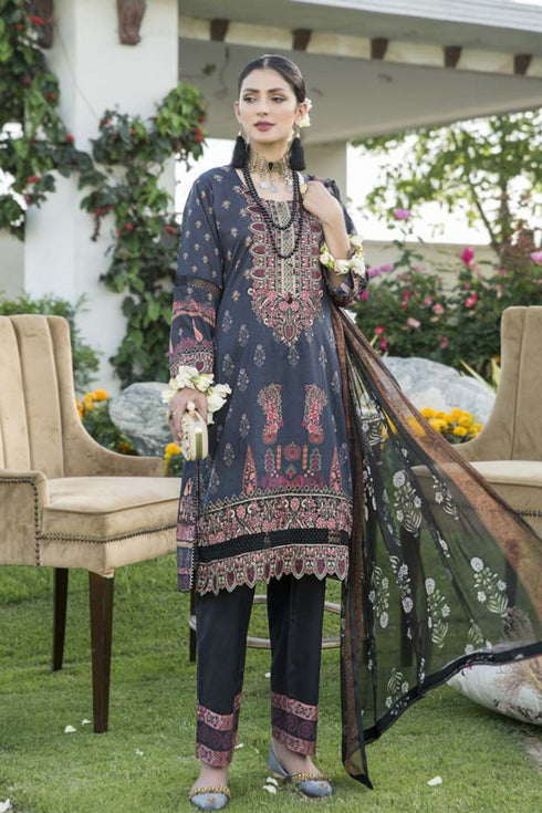 Munira Designer Embroidered Lawn 3 Piece Suit MSL72