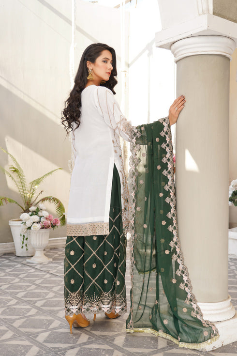 Lush Embroidered Chiffon 3 Piece Suit L-103