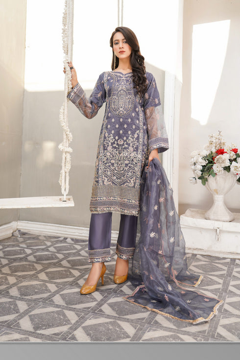 Lush Embroidered Organza 3 Piece Suit L-112