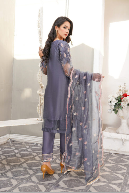 Lush Embroidered Organza 3 Piece Suit L-112