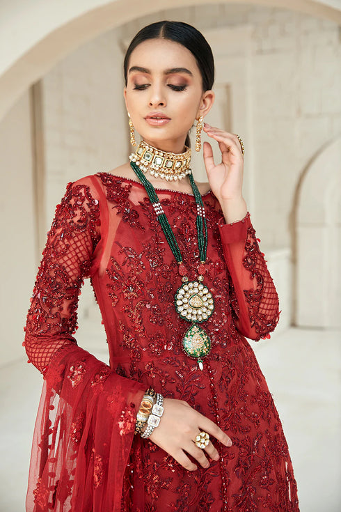 Maryam Hussain Embroidered 3 piece suit - Rubi