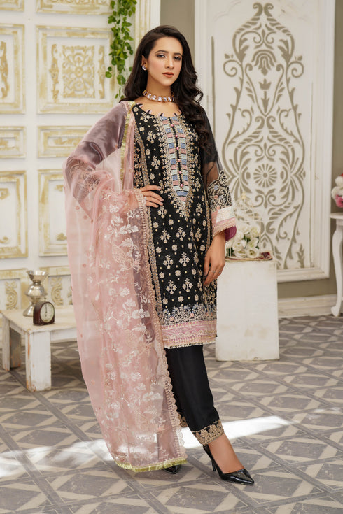 Lush Embroidered Organza 3 Piece Suit L-109