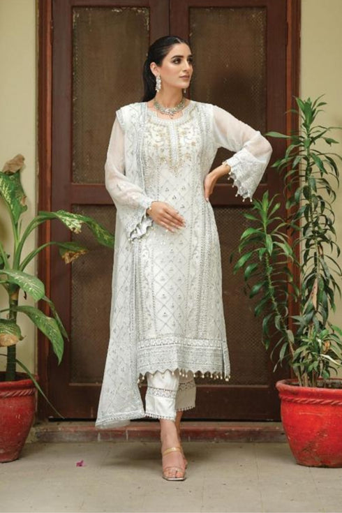 Lush Embroidered Chiffon 3 Piece Suit L-124