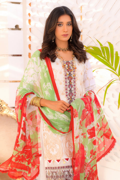 Inayas Embroidered  Linen 3 Piece Suit I-104