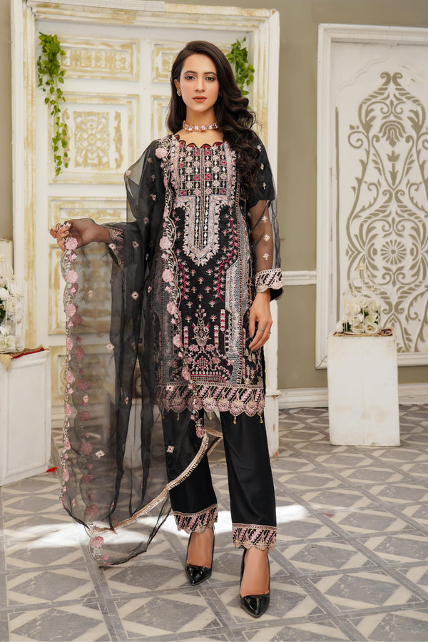 Lush Embroidered Organza 3 Piece Suit L-115