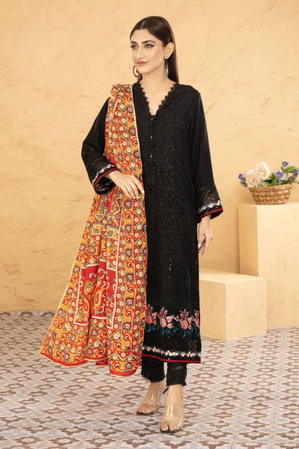 Lush Embroidered Chiffon Chikankari 3 Piece Suit L-128