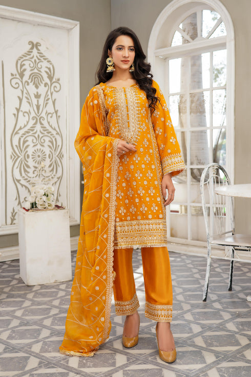 Lush Embroidered Chiffon 3 Piece Suit L-107