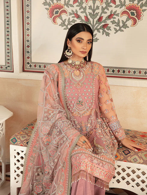 Maryam Hussain Embroidered Net 3 piece suit DASTOOR