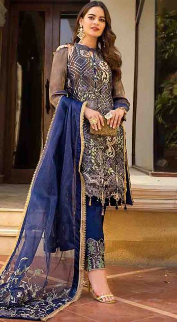 Alzohaib Embroidered Organza 3 Piece Suit AZF-WD'21 06