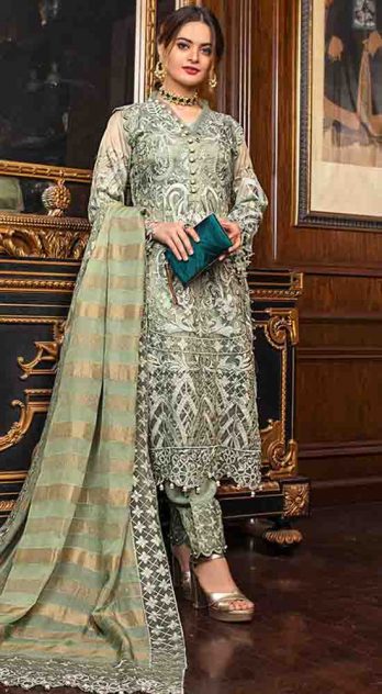 Alzohaib Embroidered Organza 3 Piece Suit AZF-WD'21 05