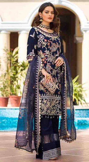 Alzohaib Embroidered Organza 3 Piece Suit AZF-WD'21 03