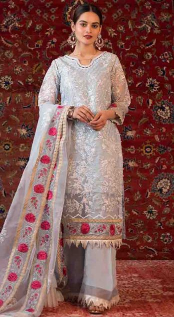 Alzohaib Embroidered Organza 3 Piece Suit AZF-WD'21 11