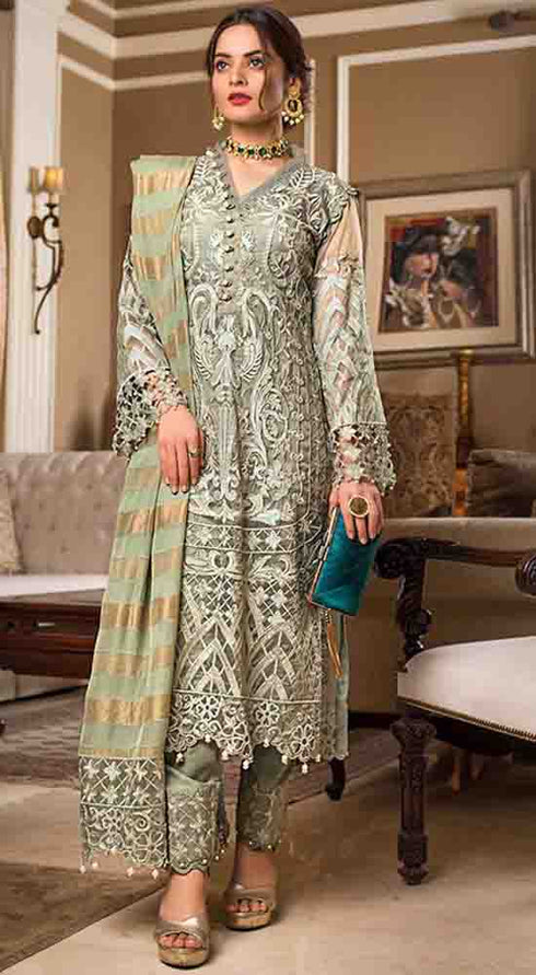 Alzohaib Embroidered Organza 3 Piece Suit AZF-WD'21 05