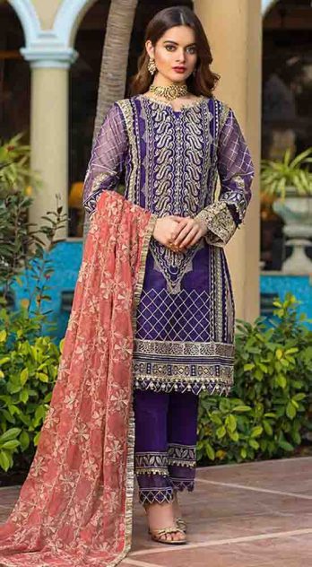Alzohaib Embroidered Organza 3 Piece Suit AZF-WD'21 08