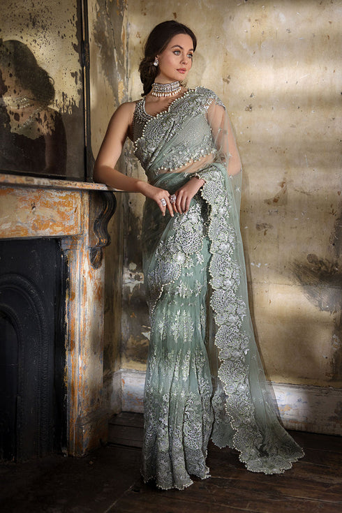 Sobia Nazir Embroidered Net Sari DESIGN 02