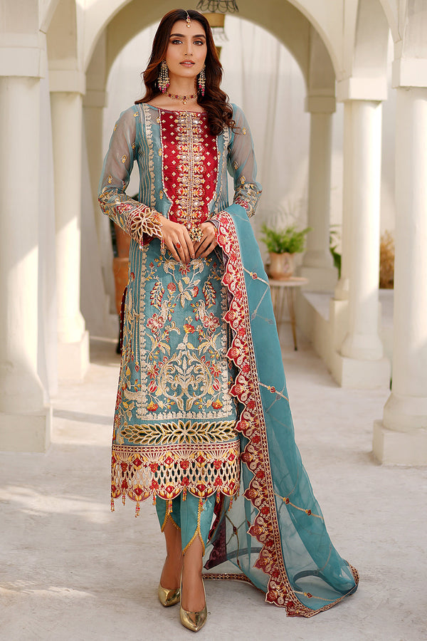 Maryams Embroidered Organza 3 Piece Suit L-404