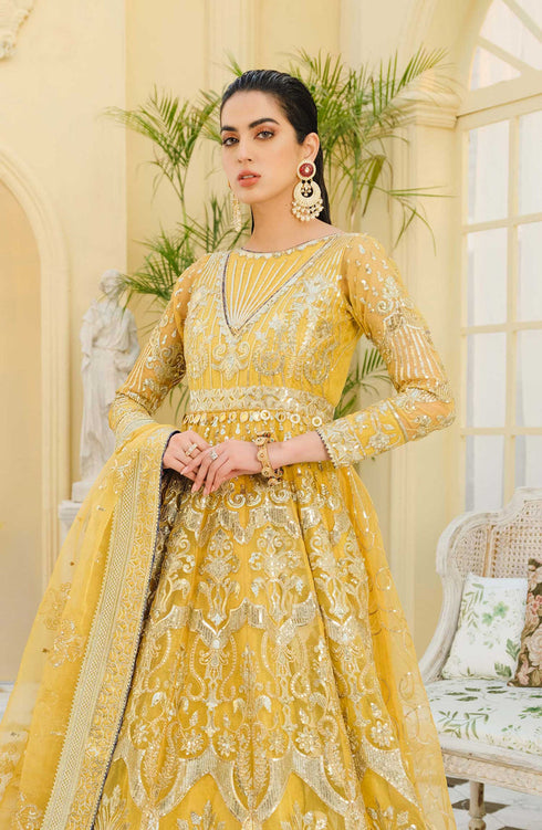 Maryam & Maria Embroided Organza 3 Piece suit Gilded Punch-(MFM-0015)