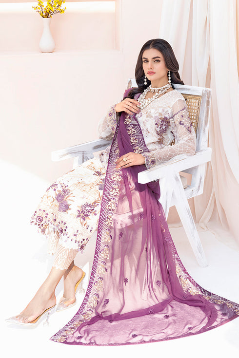Ramsha Embroided Chiifon 3 Piece suit A-602