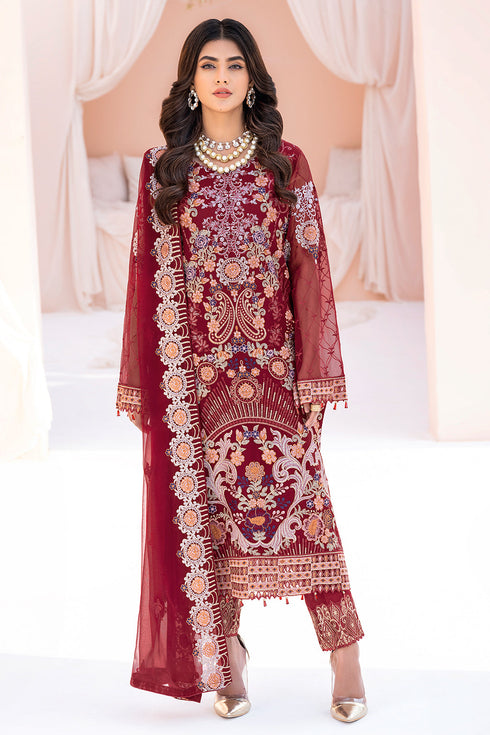 Ramsha Embroided Chiifon 3 Piece suit A-609