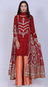 Rafia Rosy Red Gown with Chiffon Dupatta - N2104
