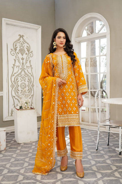 Lush Embroidered Chiffon 3 Piece Suit L-107