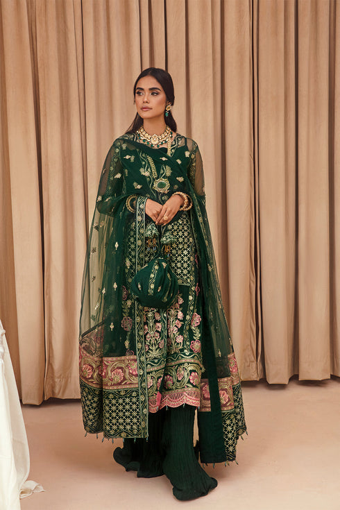 Farasha Embroidered Net 3 piece suit Zamurd