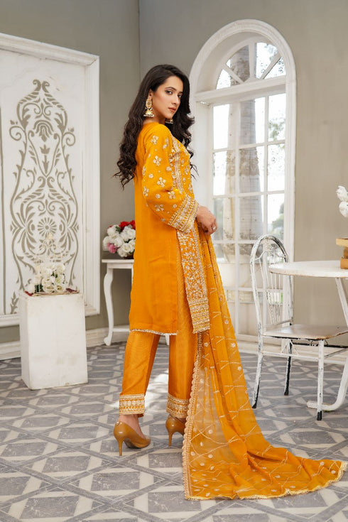 Lush Embroidered Chiffon 3 Piece Suit L-107