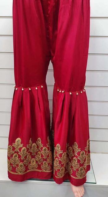 Creations Embroidered Cherry Red 1 piece sharara Design B-381