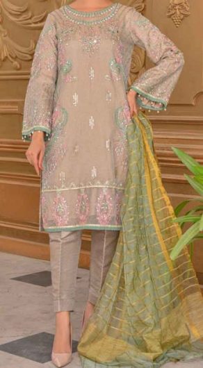Rafia Embroidered Chiffon 3 Piece Suit RK1160