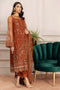 Farasha Embroidered Net 3 Piece suit Cinnamon