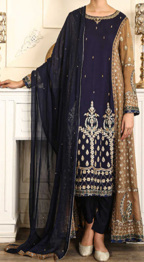 Rafia Embroidered Chiffon 3 Piece Suit N-2163